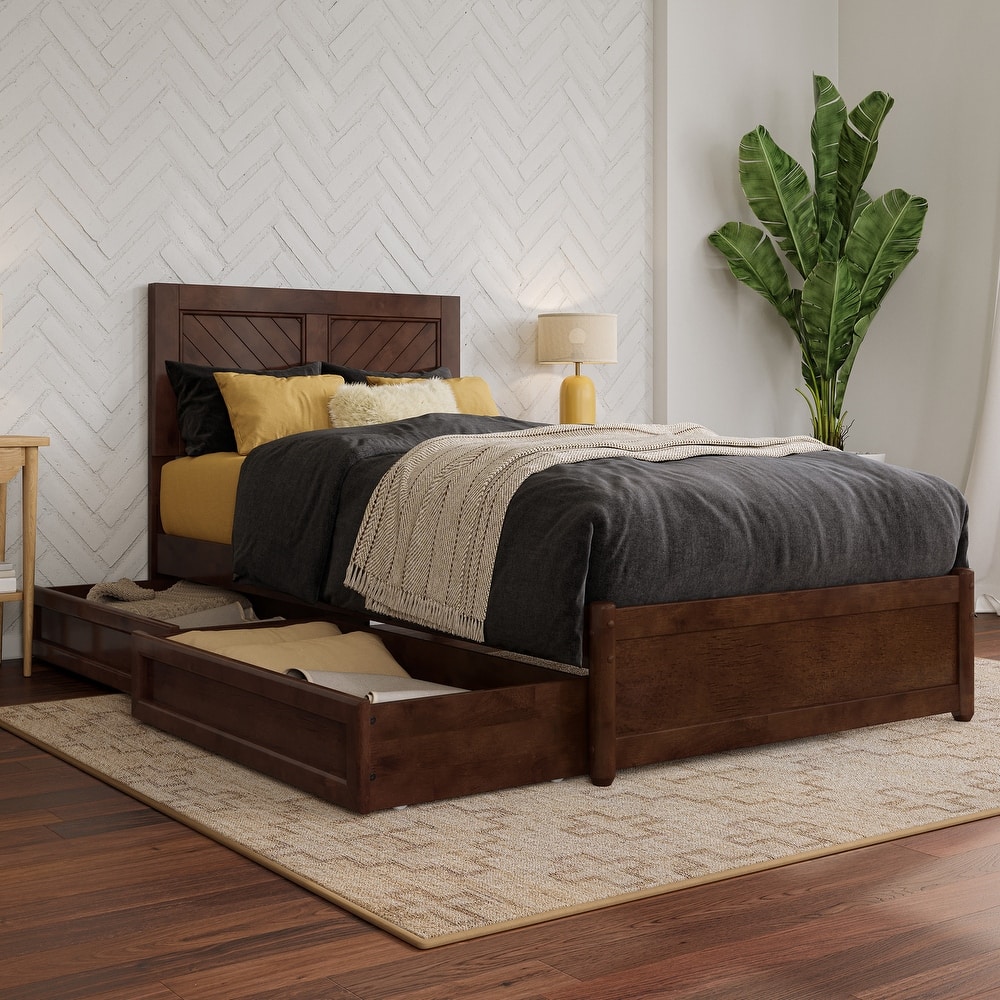 Clayton Platform Bed with Panel Footboard and Storage Drawers