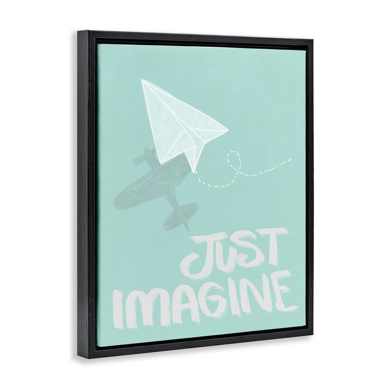 Stupell Inspirational Just Imagine Phrase Framed Floater Canvas Wall Art Design By Chen Alyesh
