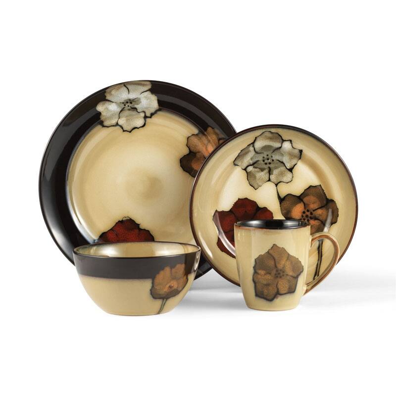 Pfaltzgraff Painted Poppies 16-Piece Dinnerware Set, Service for 4