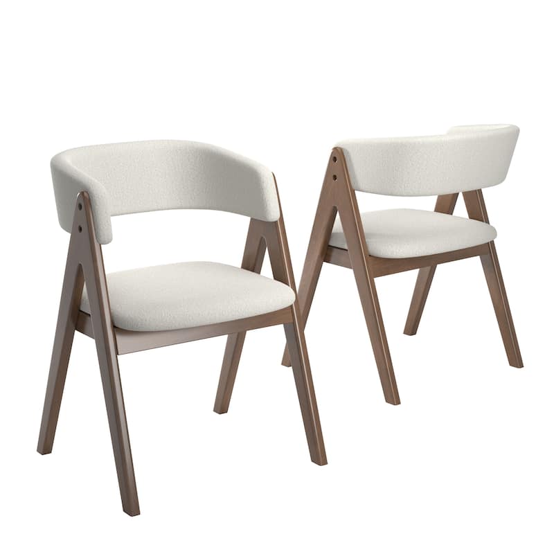 Norvik Boucle and Wood Dining Chairs (Set of 2) by iNSPIRE Q Modern - Dark Walnut