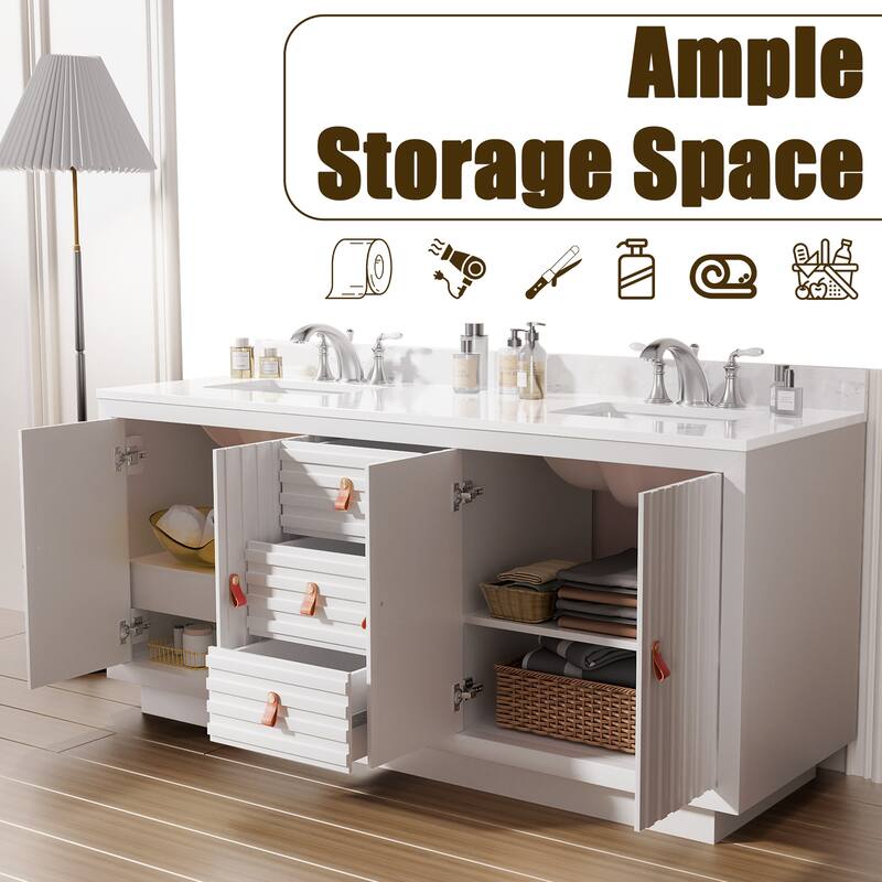 72-Inch Solid Wood Double Vanity with Sinks – Modern Style and Generous Storage