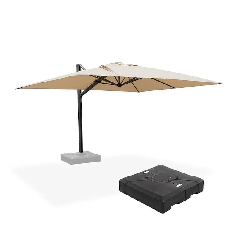 PURPLE LEAF Extra Large Premium Patio Cantilever Offset Umbrella With Base