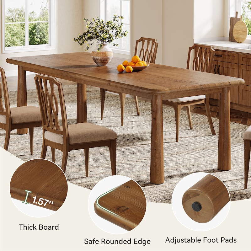 Solid Wood Dining Table, 63'' Kitchen Table Dining Room Furniture