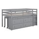preview thumbnail 4 of 7, Gray Solid Wood Loft Bed with Writing Desk, Side Desk, Drawers, Shelves