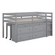preview thumbnail 4 of 7, Gray Twin Size Wooden Loft Bed with Retractable Writing Desk and 4 Drawers, Lateral Portable Desk and Shelves