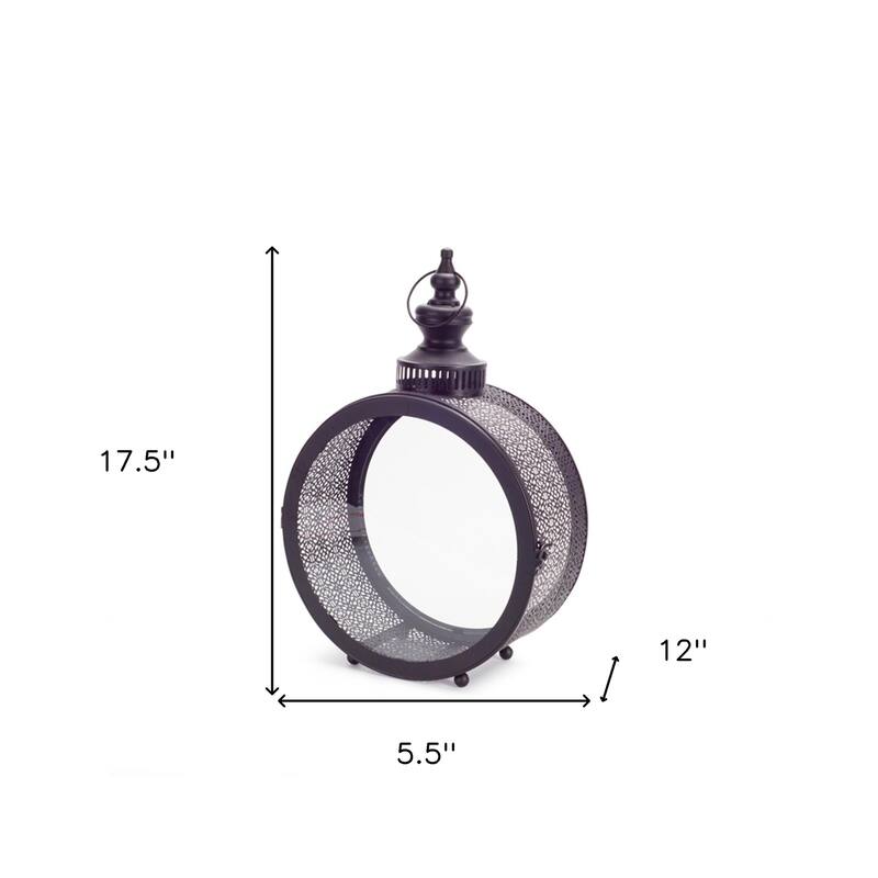 HomeRoots 18" Black Flameless Floor Lantern Candle Holder - 16