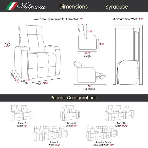 Valencia Syracuse Top Grain Nappa 9000 Leather Home Theater Seating Power Recliner Row of 3