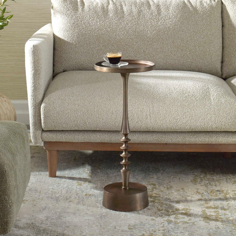Strick & Bolton Bronze Antique Aluminum Iron Round Accent Table