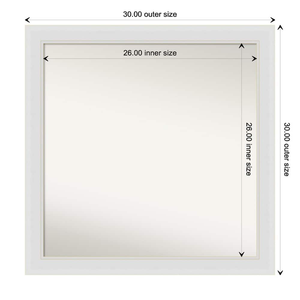 Flair Soft White Narrow Framed Non-Beveled Custom Wall Mirror, Bathroom Vanity Mirror
