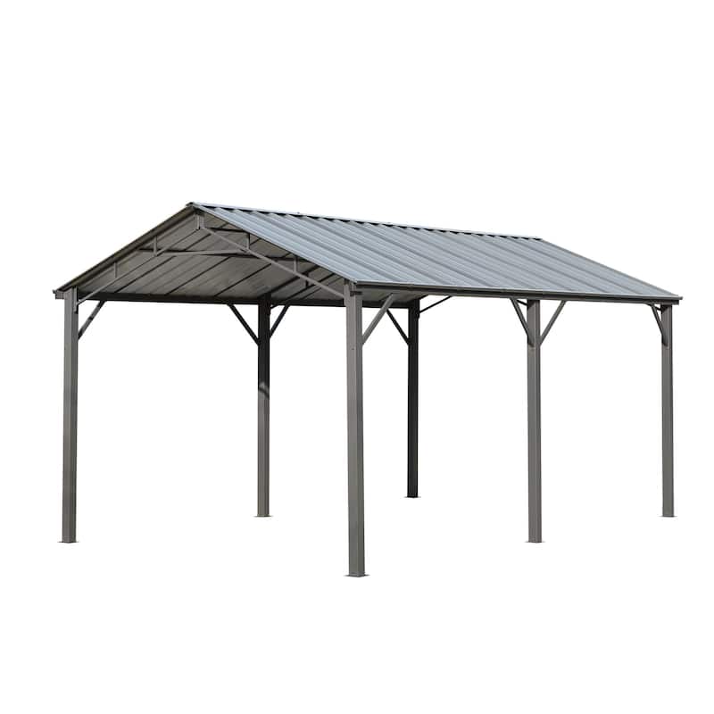 EROMMY Outdoor Carport with Galvanized Steel Roof, Heavy-Duty All-Weather Shelter for Cars, Boats and Equipment