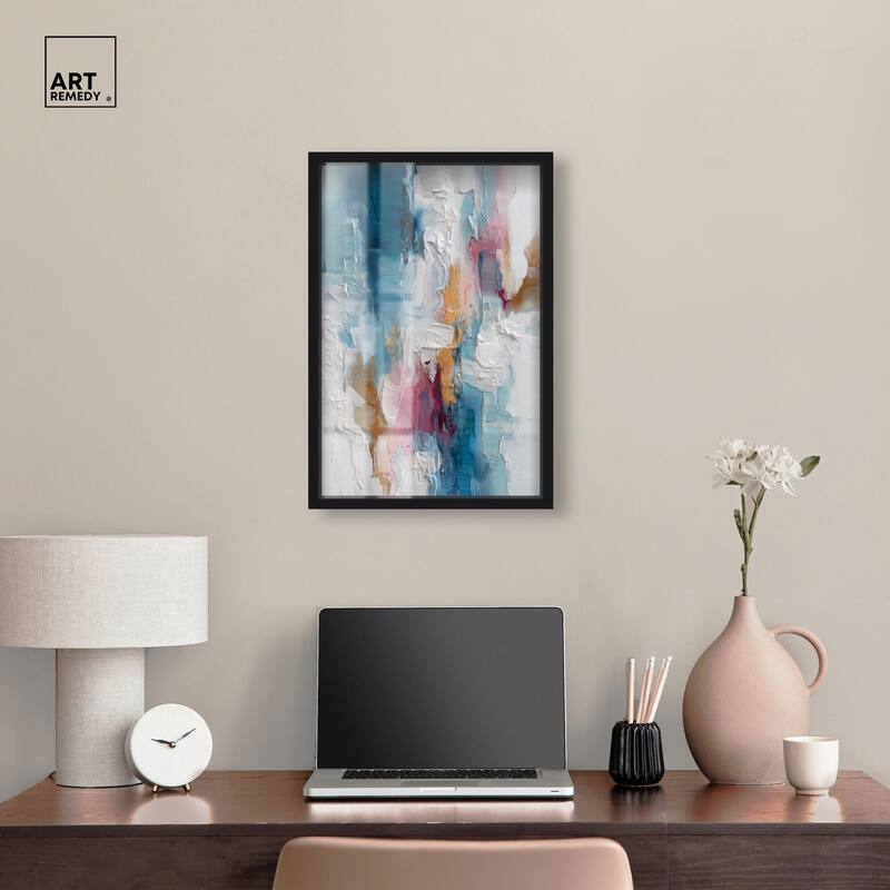 Petal Pink and Ocean Blue I Shadowbox by Art Remedy