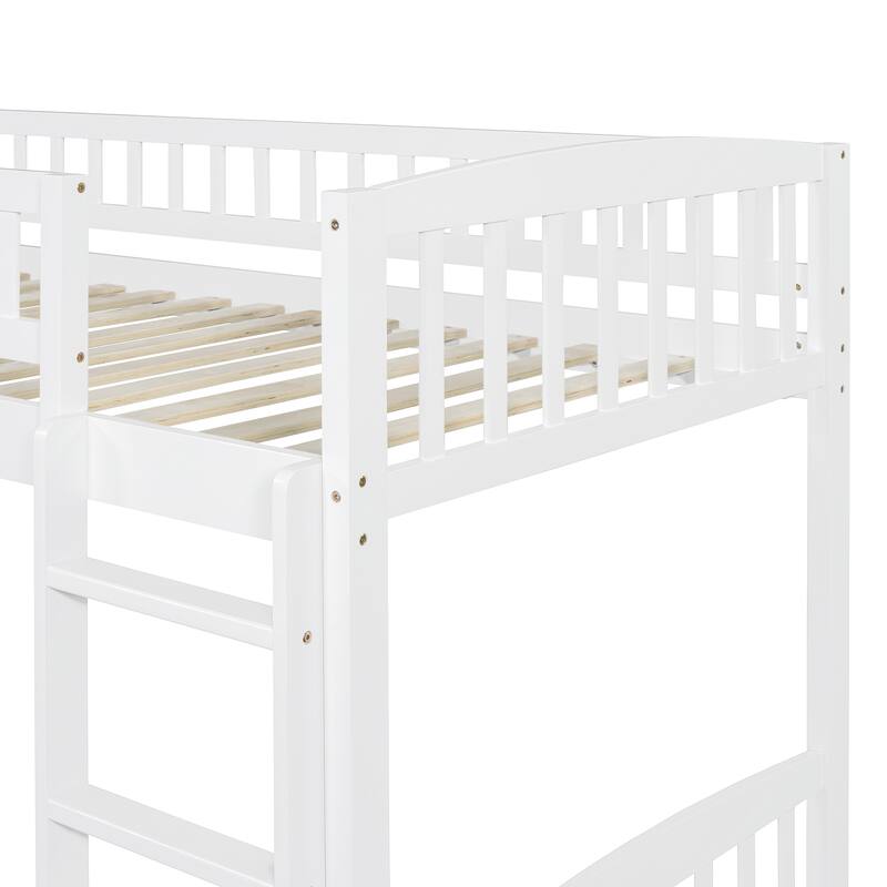 Roomfitters Twin Size Loft Bed with Slide and Ladder, Space-Saving Elevated Bed Frame for Modern Rooms, White