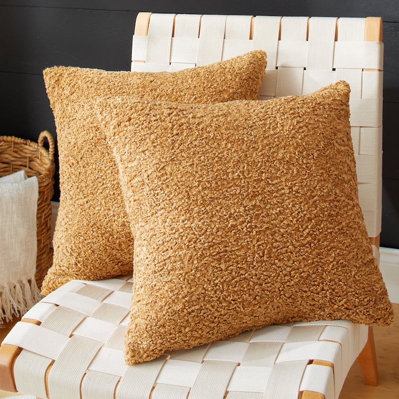 Sorra Home Indoor Soft-Textured Knife Edge Square Pillows (Set of 2) - 18 in (Set of 2) - Zazzle Camel