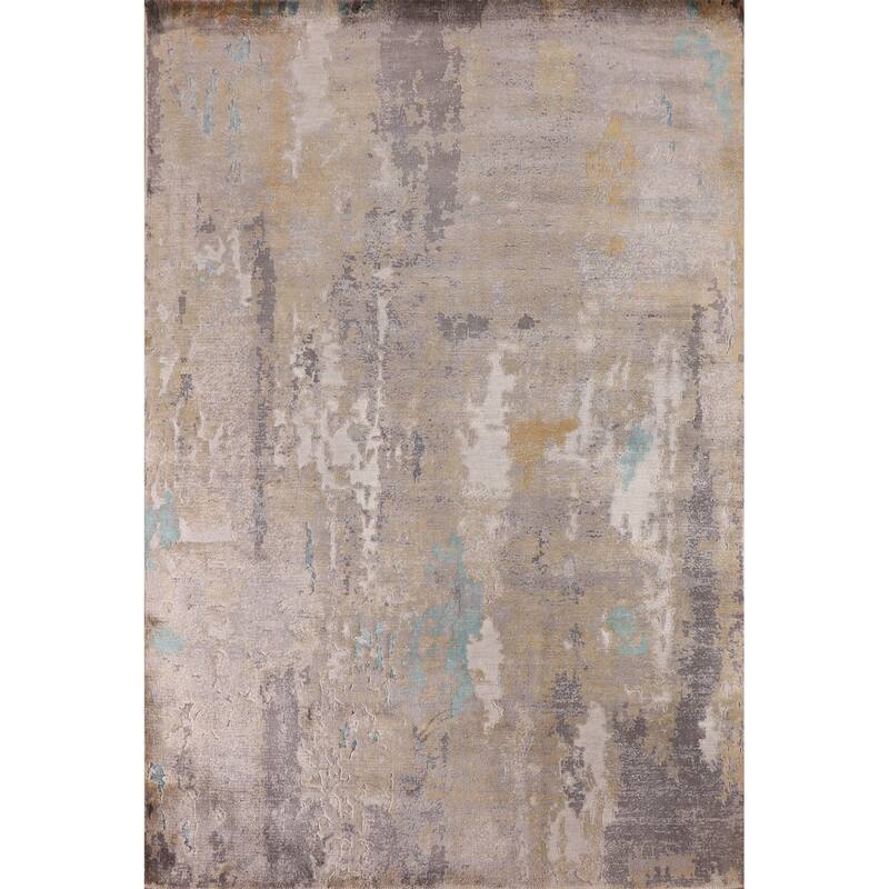 Contemporary Abstract Indian Area Rug Handmade Multi-Color Wool Carpet - 5'5"x 7'6"