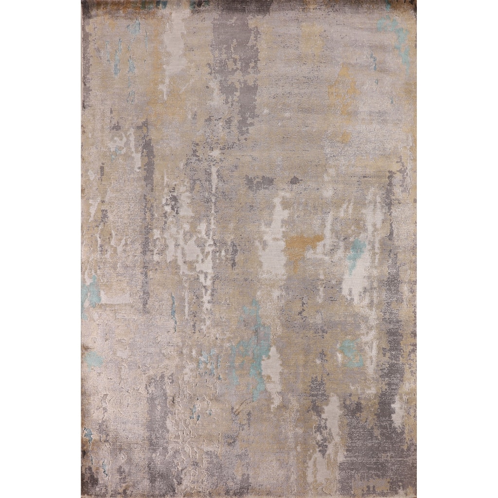 Contemporary Abstract Indian Area Rug Handmade Multi-Color Wool Carpet - 5'5"x 7'6"