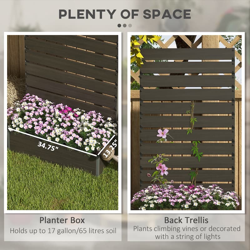 Outsunny Raised Garden Bed with Trellis for Climbing Plants, Planter Box with Self Draining Gap, Freestanding Trellis Planter