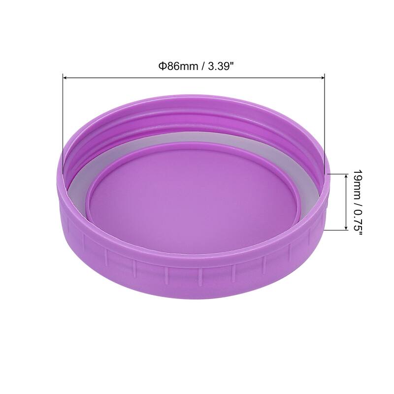 9Pcs Mason Jar Lid, Regular Mouth Plastic Lid with Silicone Rings - Purple - 86mm