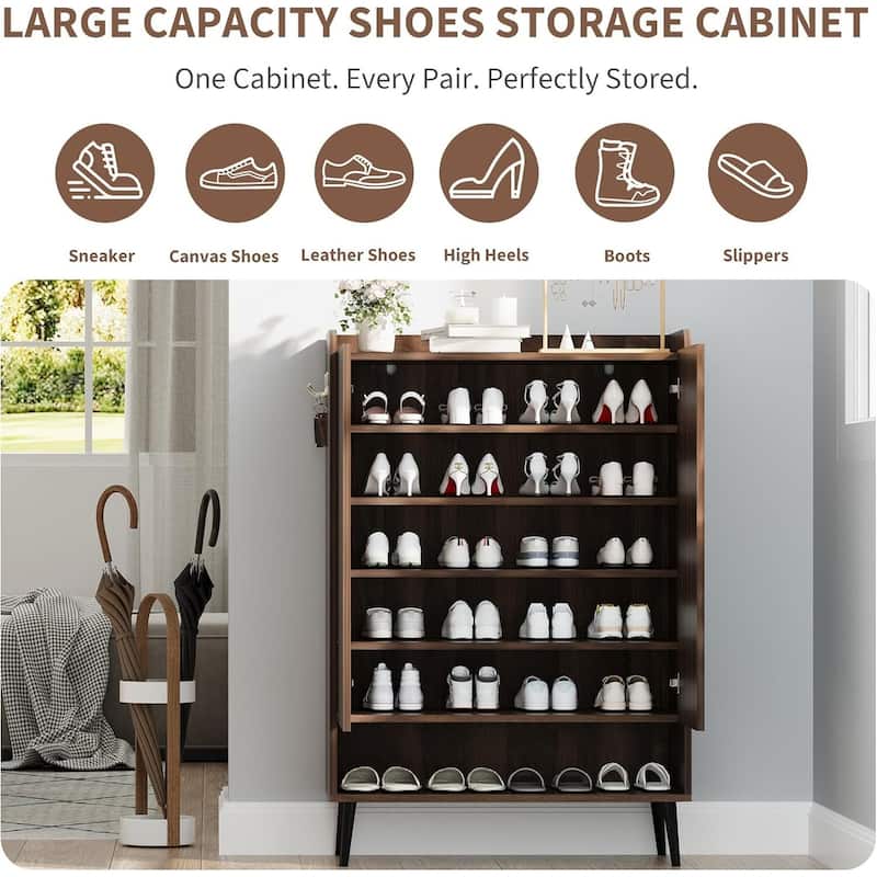 6-Tier Shoe Cabinet Organizer for Hallway, Entryway, Living Room