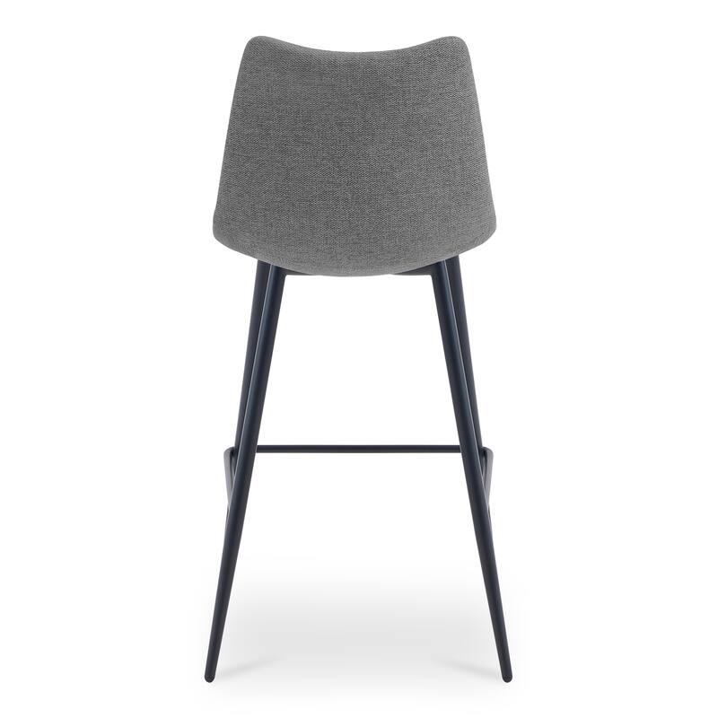 NADAAL STUDIOS Florian Counter Stool, Curved Back with Vertical Stitching and Steel Tapered Legs, Beige