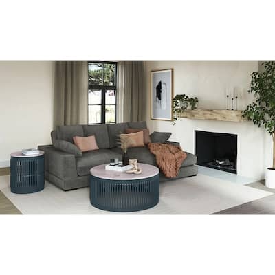 106 in. Wide Square Arm Polyester Fabric L-Shaped Sofa Deep-Seated Sectional Couches in Light Grey - 106"L×70"W×34"H