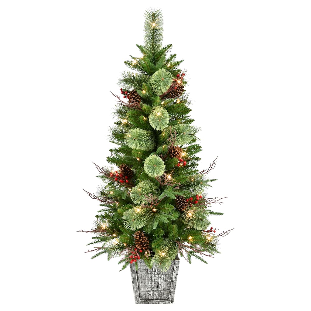 Puleo International 4.5 ft. Pre-Lit Potted Artificial Christmas Tree