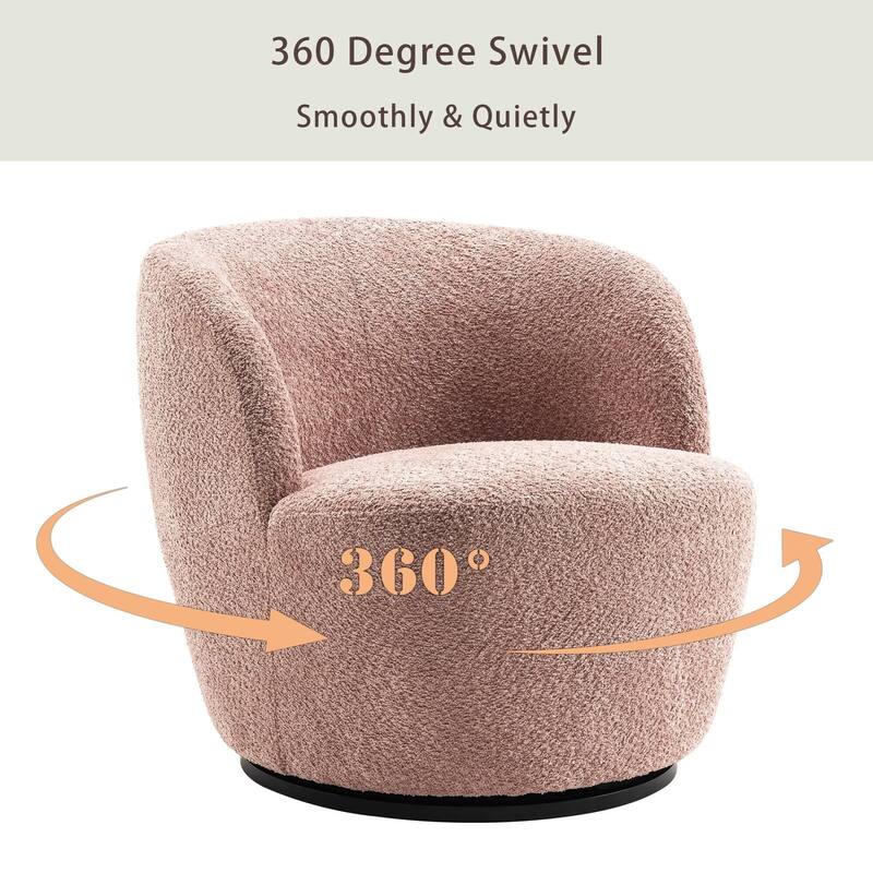 Swivel Accent Chair, Furry Round Barrel Chair