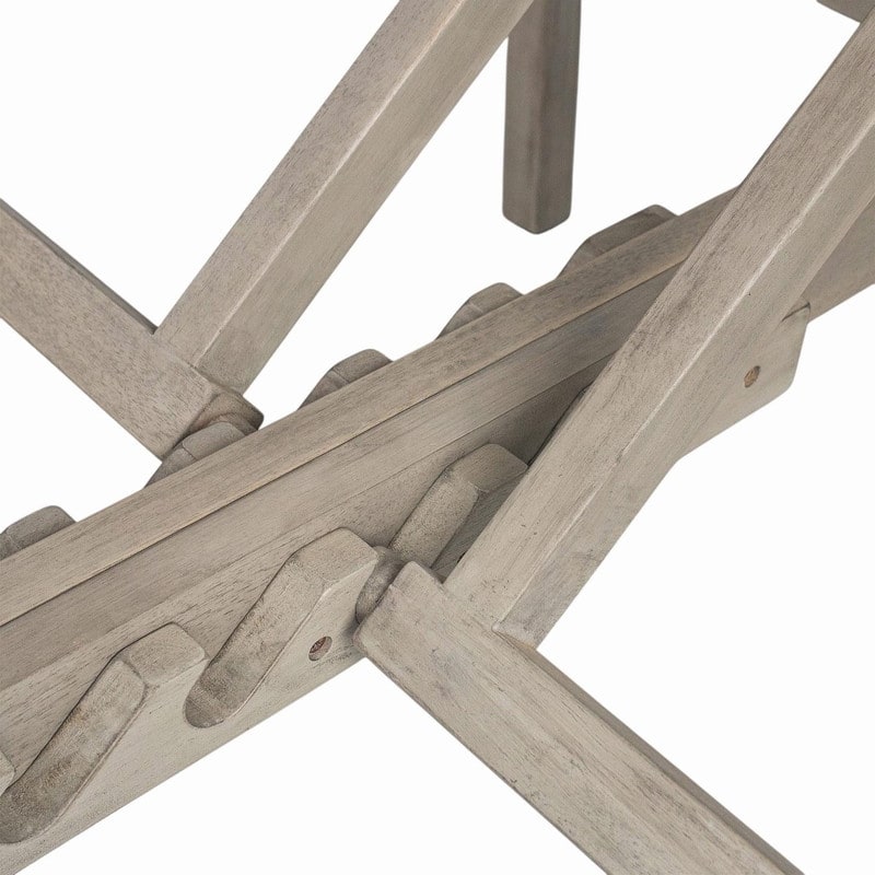 Acacia Wood Double Outdoor Chaise Lounge with 5-Position Adjustable Backrest