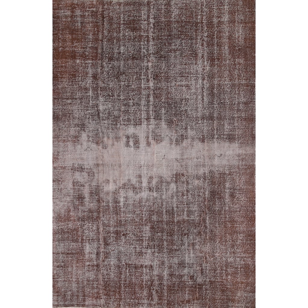 Solid Distressed Over-Dyed Anatolian Turkish Rug Handmade Wool Carpet - 7'0" x 10'3"