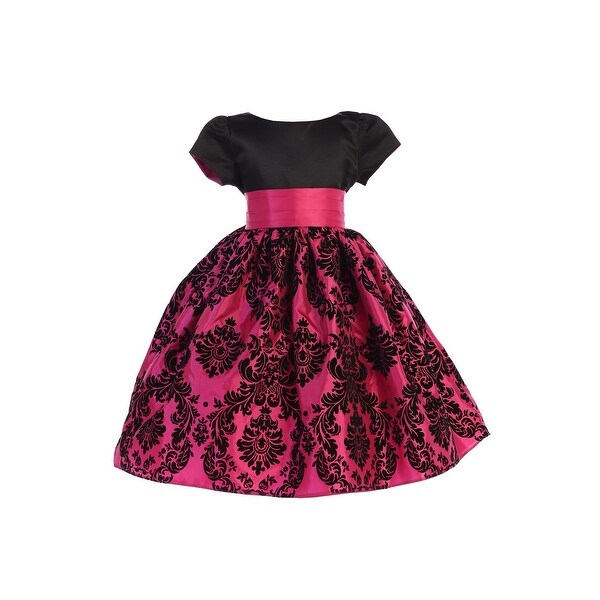 Purple Damask Flower Girl Dress