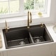 preview thumbnail 59 of 81, Karran Drop-In Quartz 33 in. 1-Hole 60/40 Double Bowl Kitchen Sink Kit
