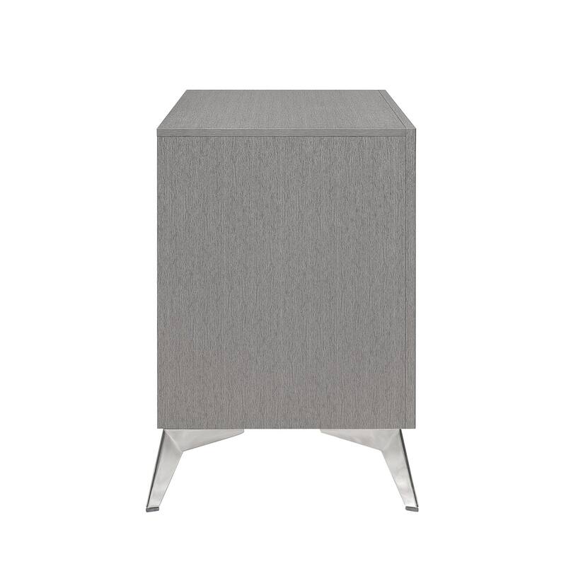 Gray 2 Drawer 16.18 in. W Nightstand with Trimmed Edge Design