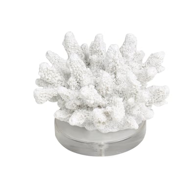Polystone Coral Small Textured Decorative Sculpture with Clear Acrylic Base - White - Roche River Decor