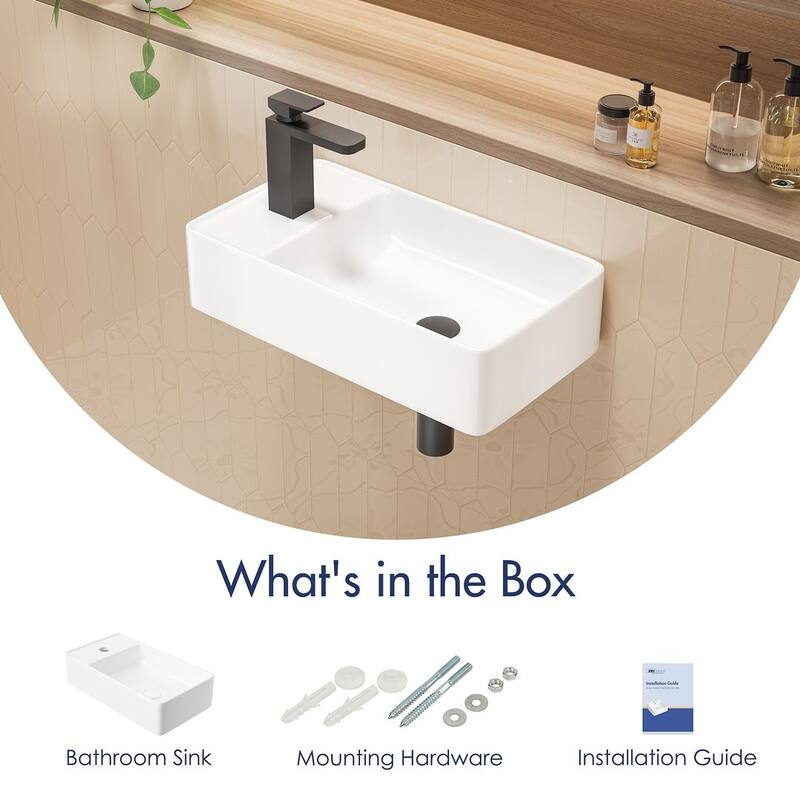 Eridanus Small Wall-Mounted Fireclay Bathroom Sink