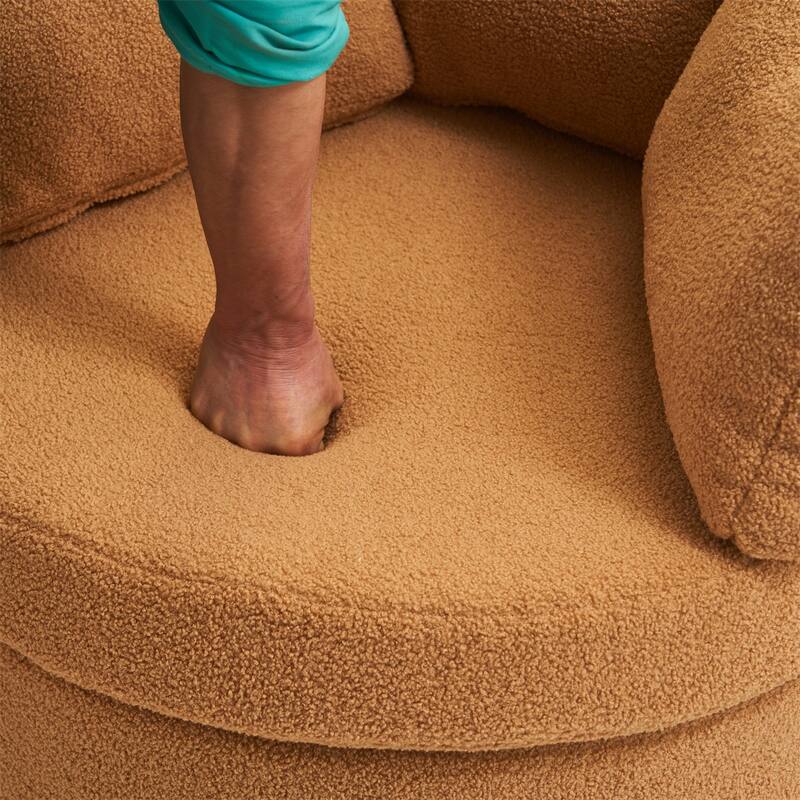 Teddy Fabric Swivel and Storage Chair w/ Back Cushion for Living Room