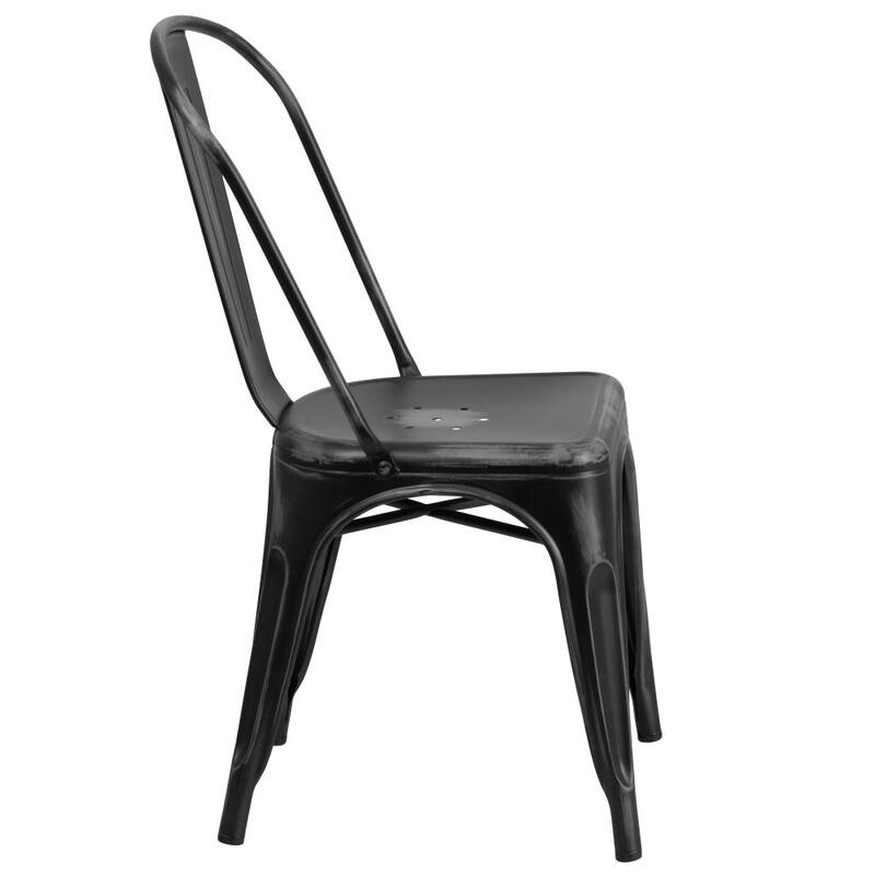 Distressed Metal Indoor-Outdoor Stackable Chair - Kitchen Furniture