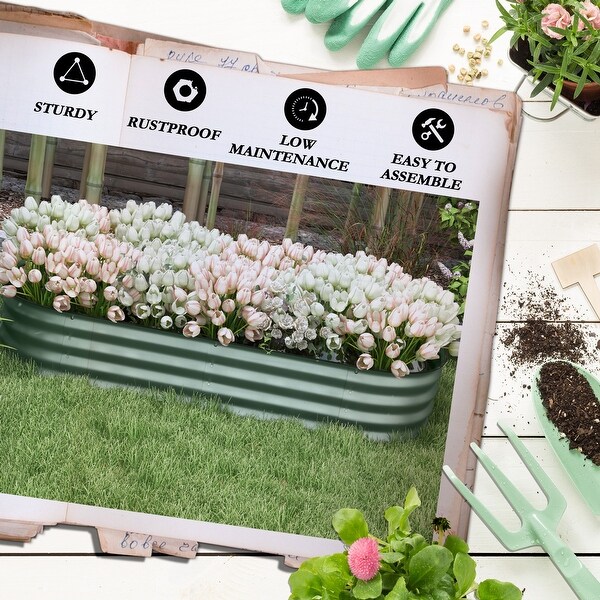 Outsunny 4.9' x 2' x 1' Galvanized Raised Garden Bed Kit