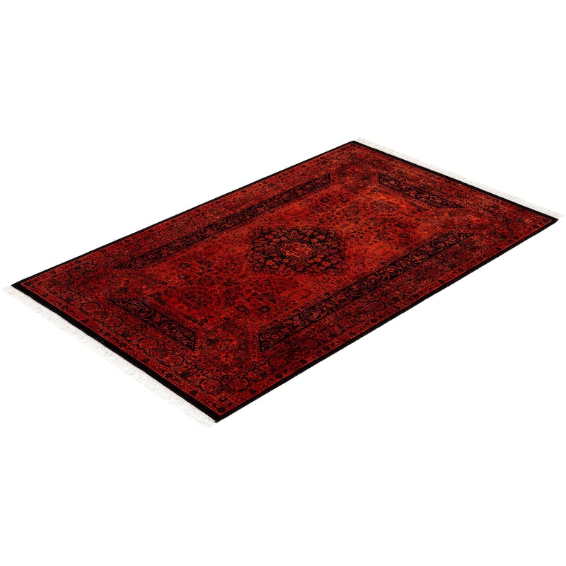 Overton Hand Knotted Wool Vintage Inspired Modern Contemporary Overdyed Orange Area Rug - 3' 2" x 5' 2"