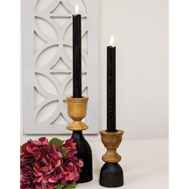 Wax Timer Taper Candles with Faux Flame for Home Decor Set of 2 - 1 x 1 x 10 in.