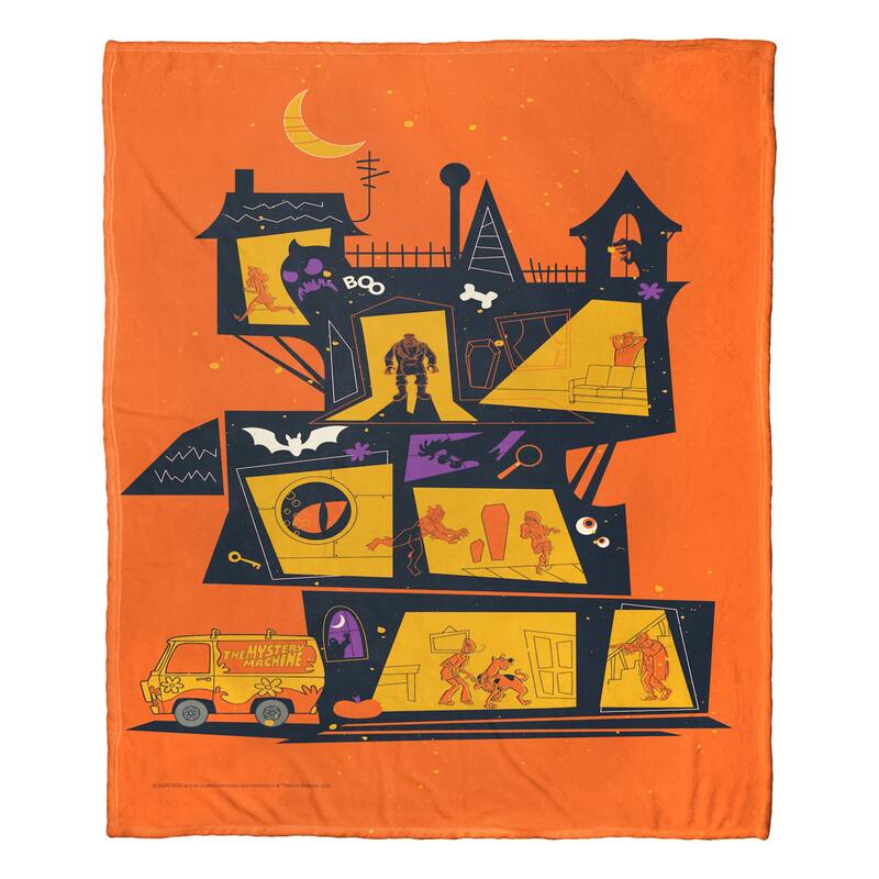Warner Brothers Scooby-Doo Haunted House Silk Touch Throw Blanket