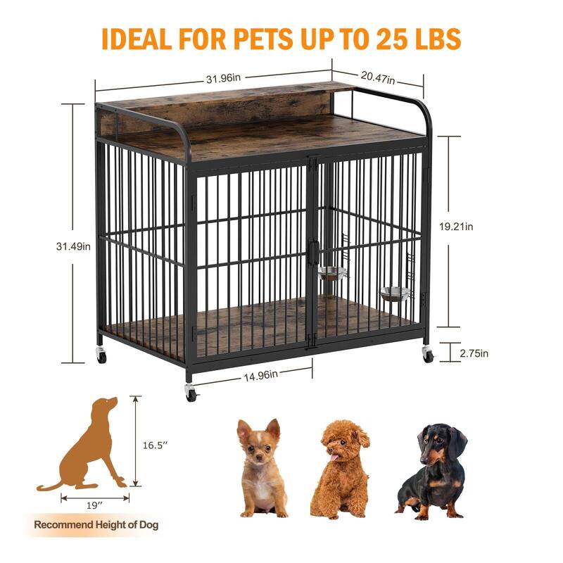 Large Wooden Dog Crate Furniture End Table Heavy Duty Dog Kennel Indoor