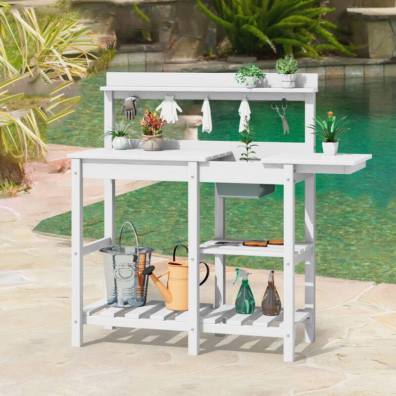HDPE Patio Outdoor Potting Table, Versatile Gardening Planting Workbench