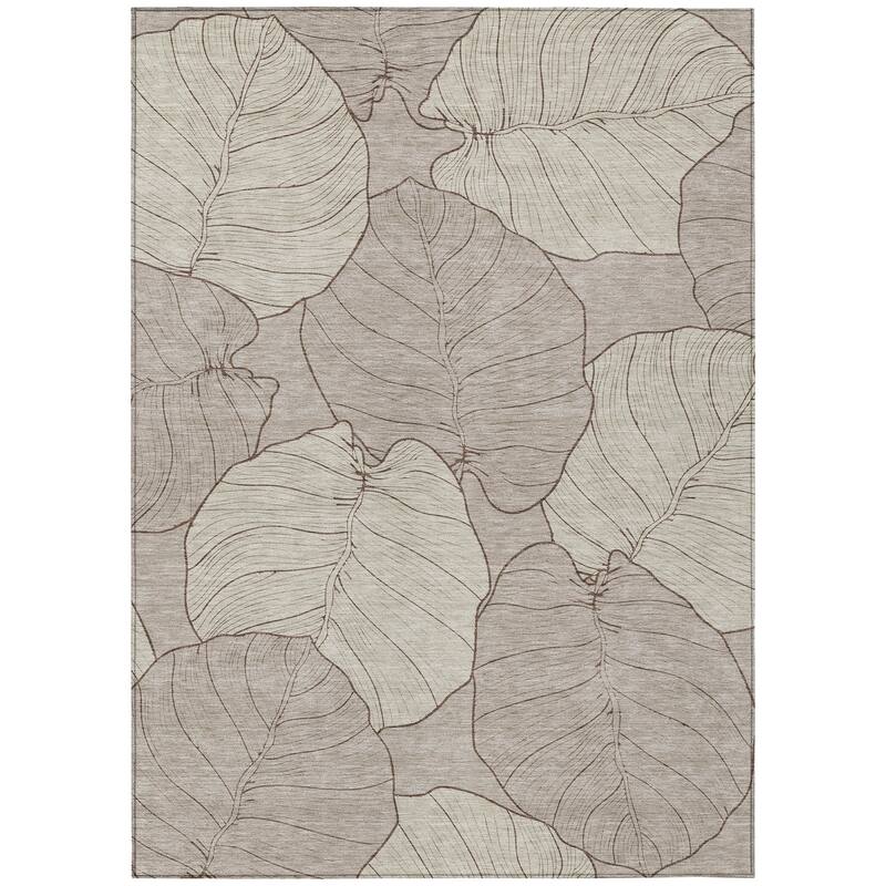 Machine Washable Indoor/ Outdoor Tropical Floral Chantille Rug