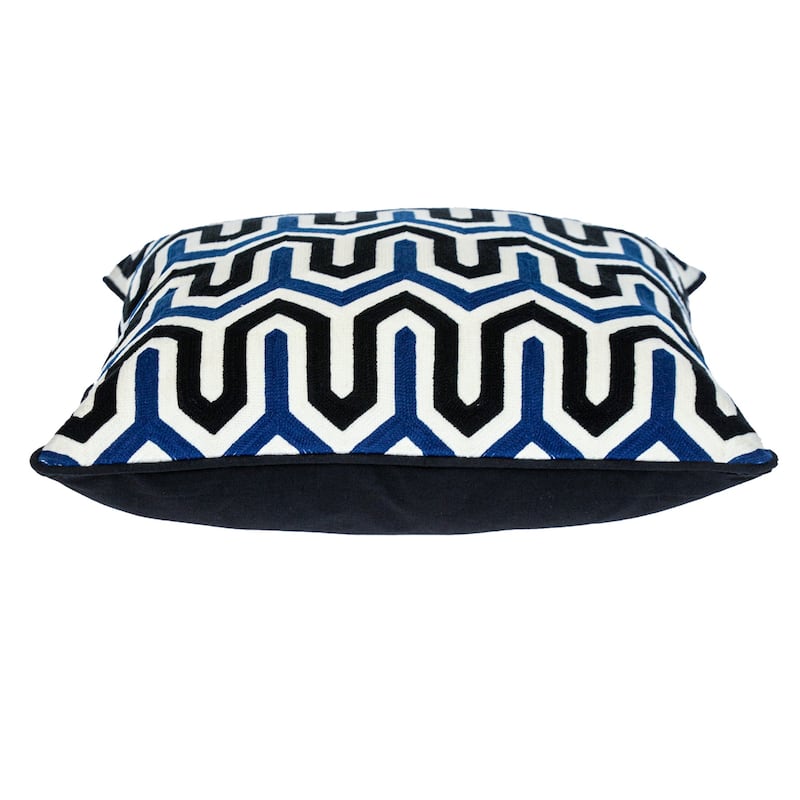 Bold Geometric Square Cotton Throw Pillow - 20" - Blue and Black