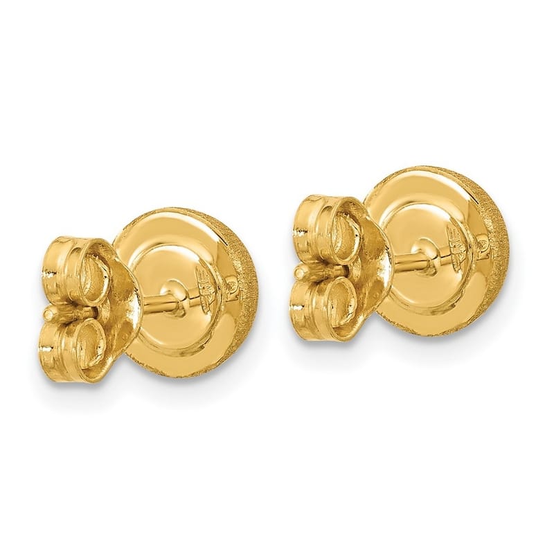 Curata 18k Yellow, White or Rose Gold Italian 8mm Textured Half Round Button Earrings