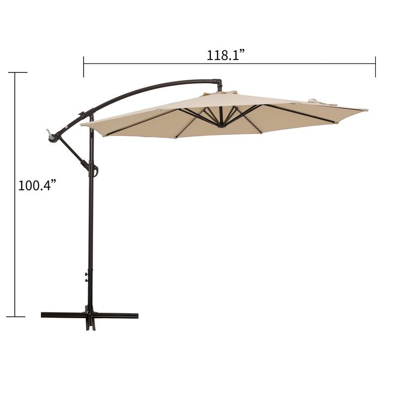 10ft Outdoor Patio Hanging Cantilever Umbrella