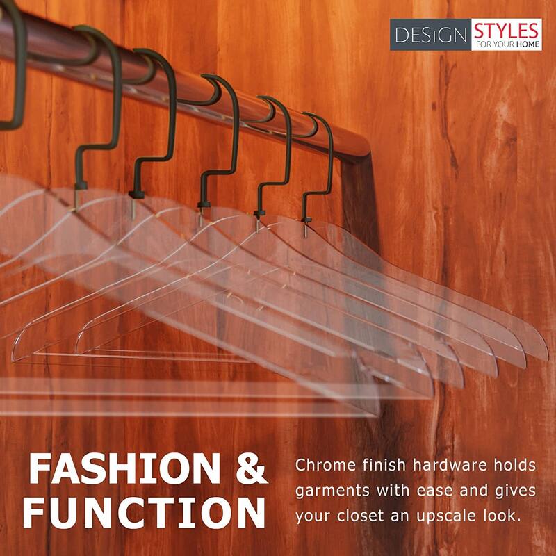 DesignStyles Clear Acrylic Clothes Hangers w/Pants Bar - 10 Pk