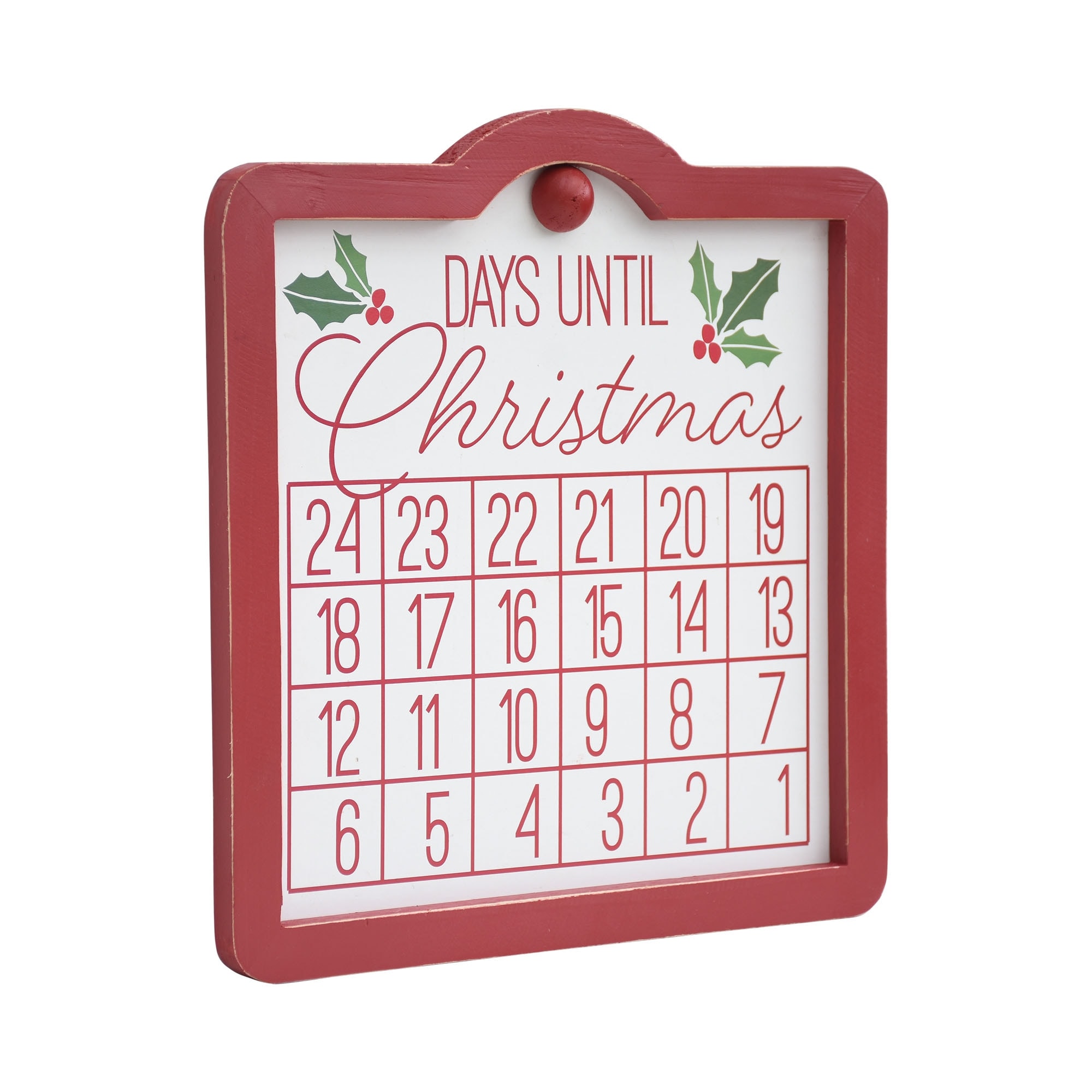 Wood Christmas Countdown Calendar, Red