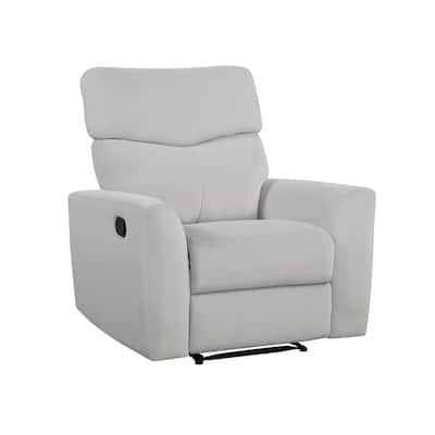 Manual Recliner Chair, 38 Inch, Gray Polyester Padded Seat, Pull Tab