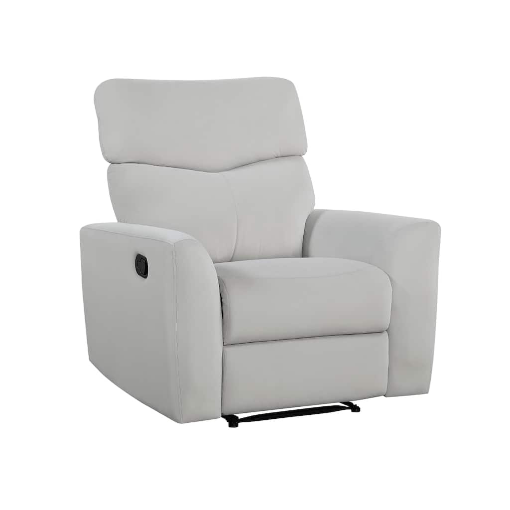 Manual Recliner Chair, 38 Inch, Gray Polyester Padded Seat, Pull Tab
