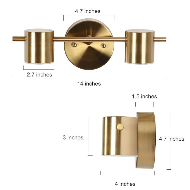Modern 1/2/3-Light Gold Brass LED Bathroom Vanity Light Linear Wall Sconces
